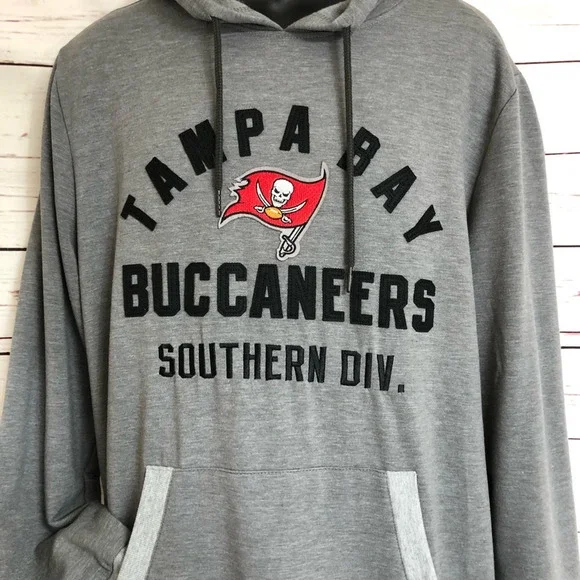 Team Apparel NFL Hoodie Drawstring Heather Gray Tampa Bay Buccaneers - Picture 3 of 11